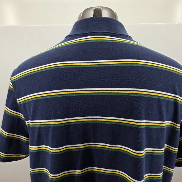 Lacoste Sport Polo Shirt Mens 4XL FR 9 Blue Shirt Striped Short Sleeve Preppy - Picture 15 of 16